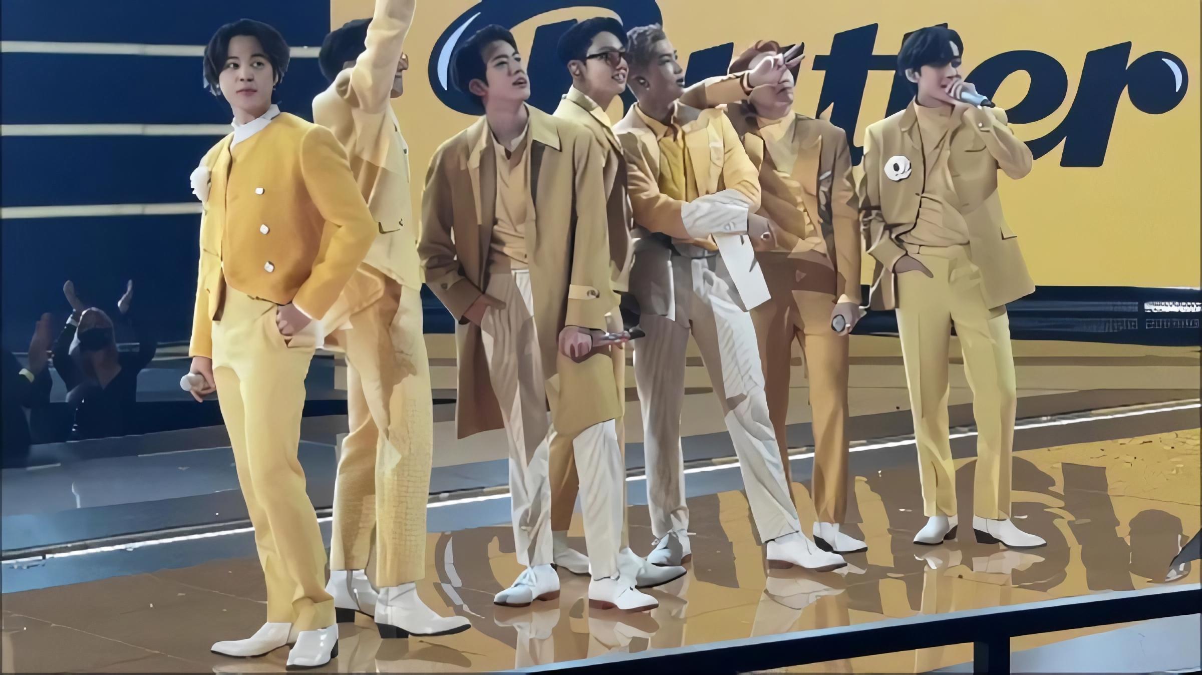 BTS performing Butter at the 2021 American Music Awards